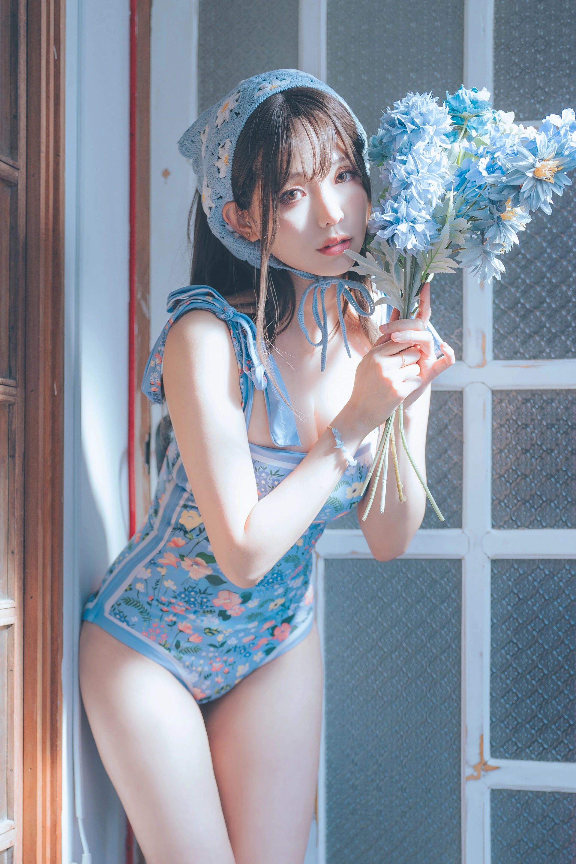 ElyEE子 - NO.124【寫真8月訂閱】D-復古水藍花 Vintage Aqua Blossom 3